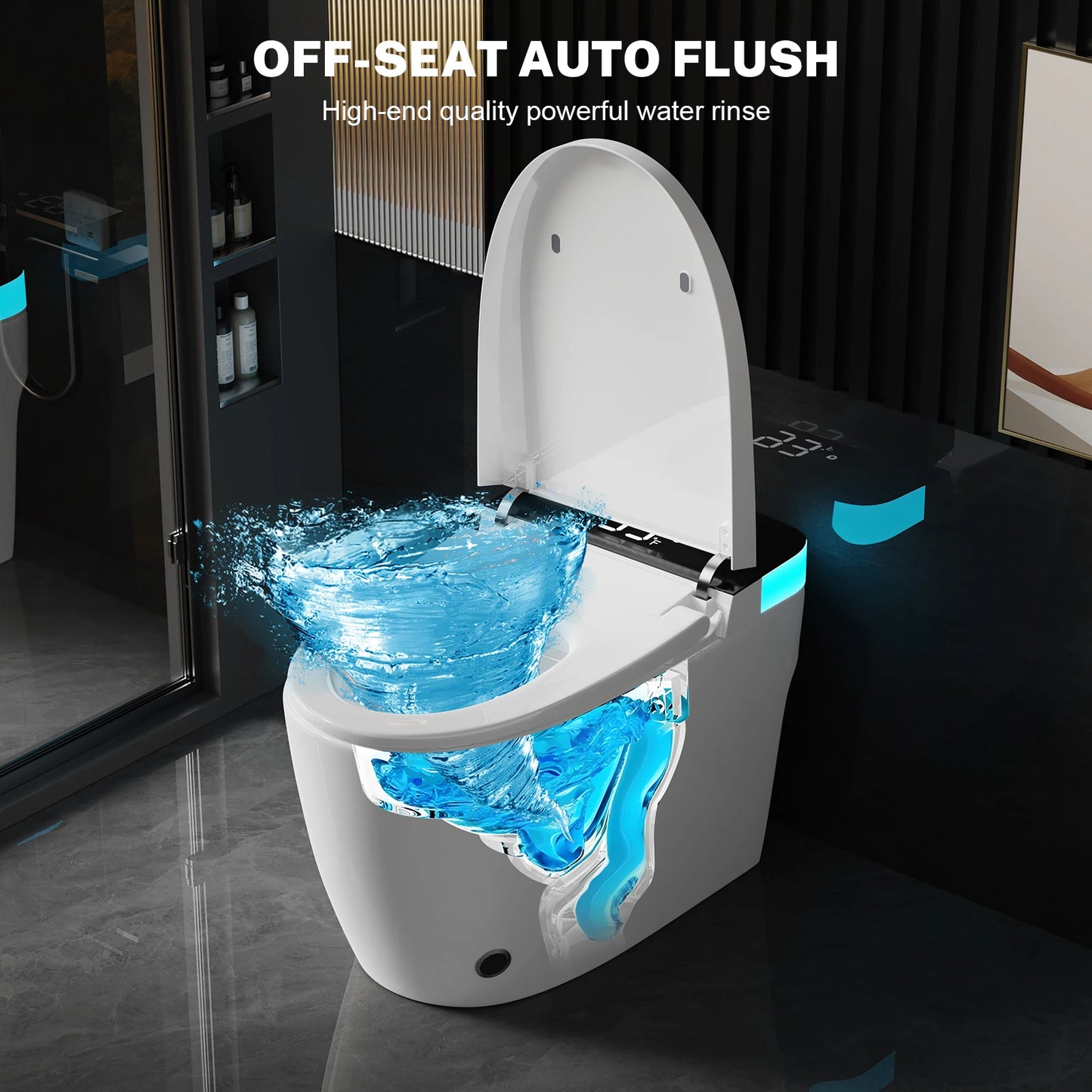 Smart Heated Bidet Toilet Seat Temperature Display Remote