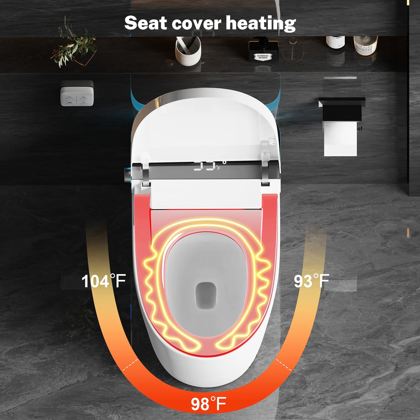Smart Heated Bidet Toilet Seat Temperature Display Remote