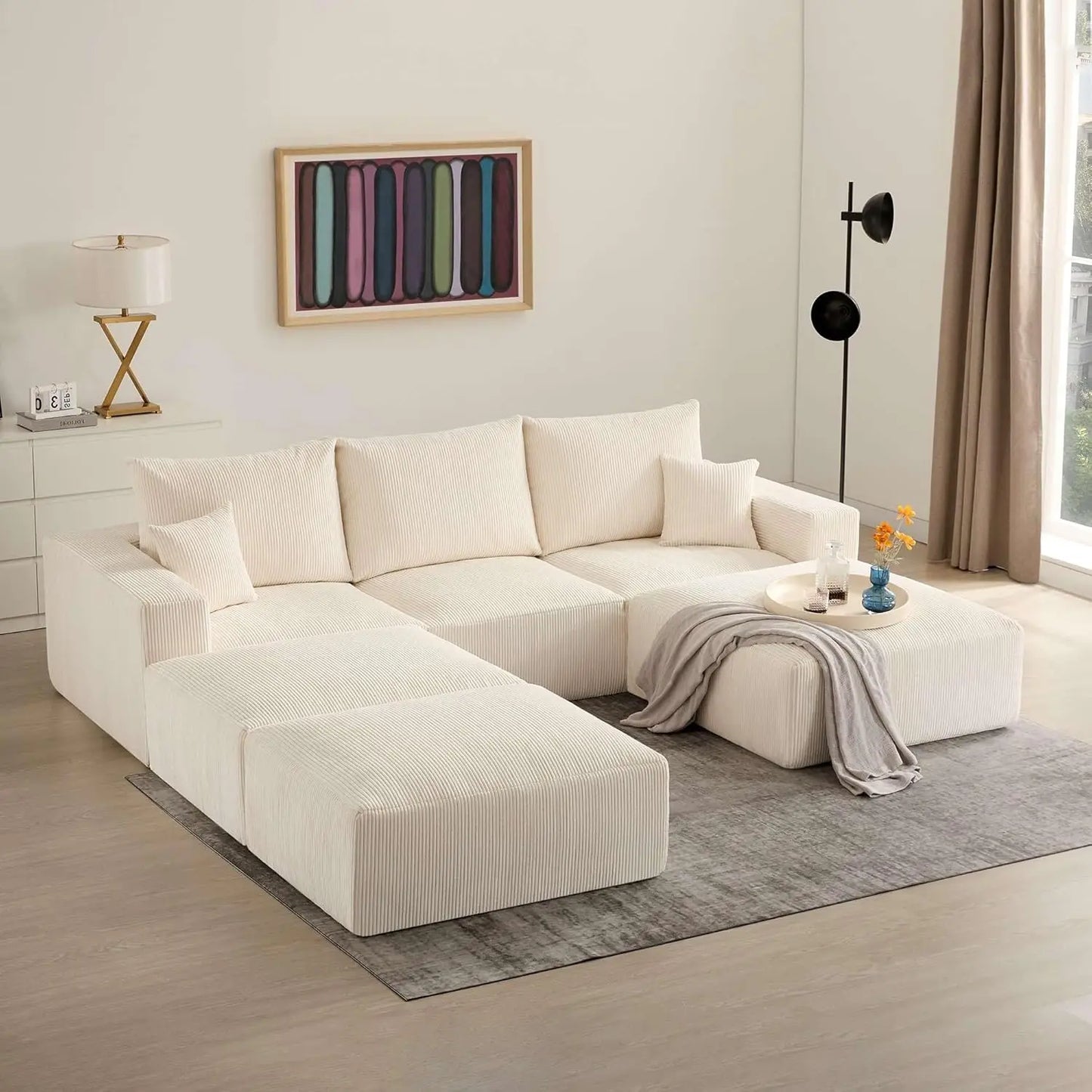 XMSJ Modern Sleeper Sofa 3 Seater Corduroy Convertible