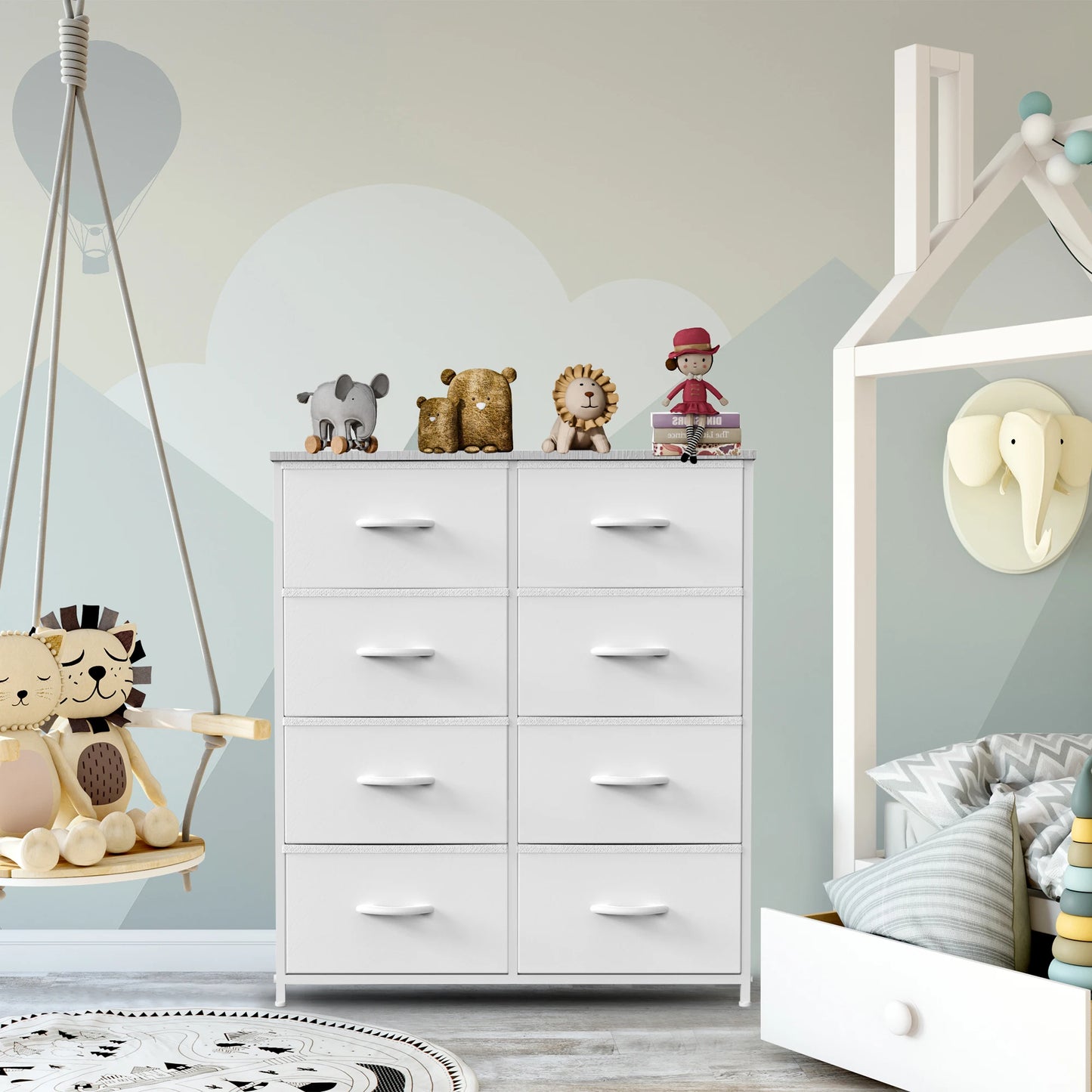 JHK Children's Wardrobe With 8 Fabric Drawers Storage Cabinet