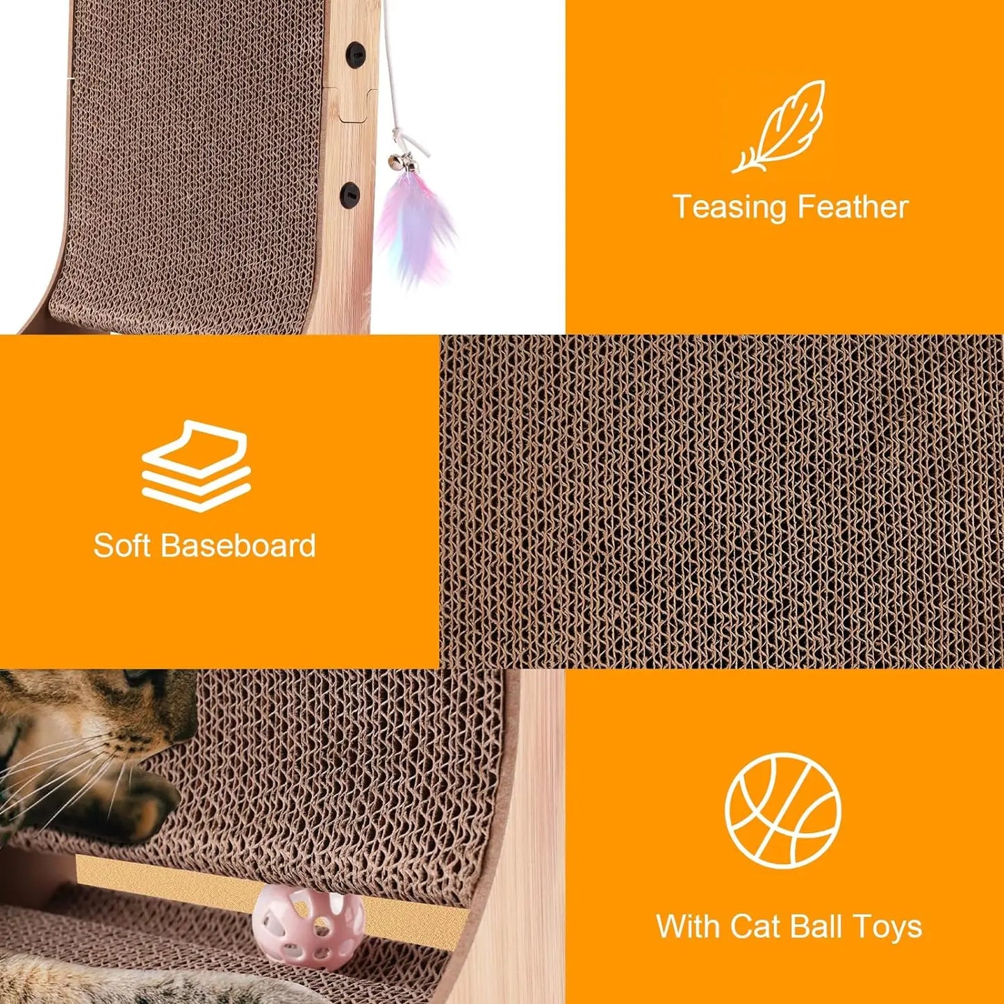 NONECN L Shape Cat Scratcher Indoor Cats Cardboard Scratch Pad