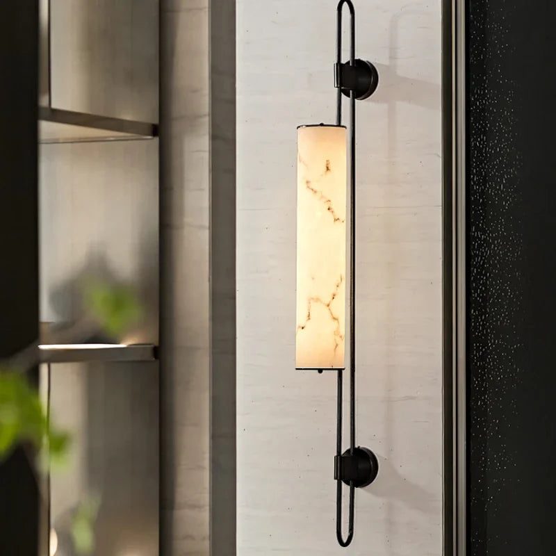 Retro Light Luxury Wall Lamp Imitation Marble Living Room TV Background Wall Lamp Chinese Style Bedroom Bedside Wall Lamp