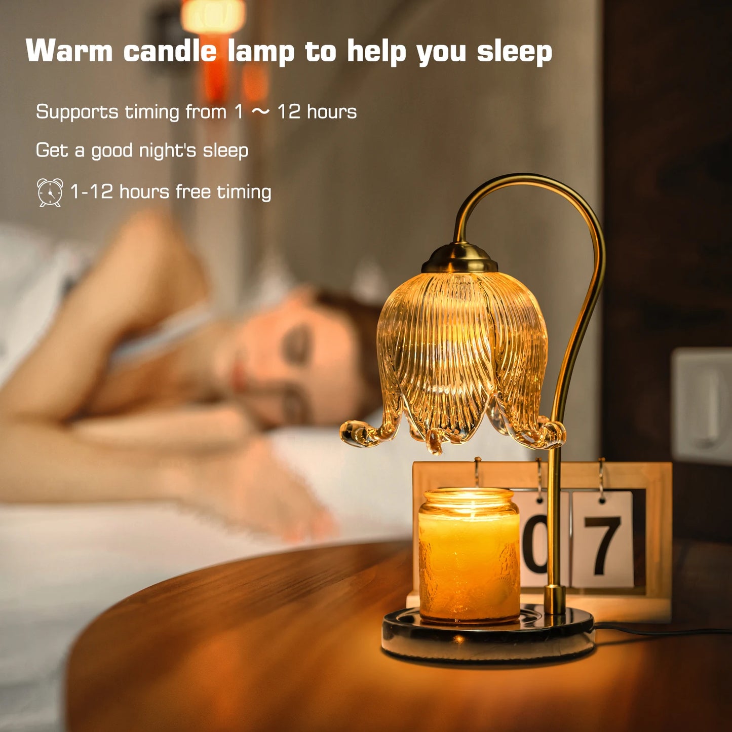 Tulip Flower Warm Candle Lamp Night Light Bedside Table Lamp