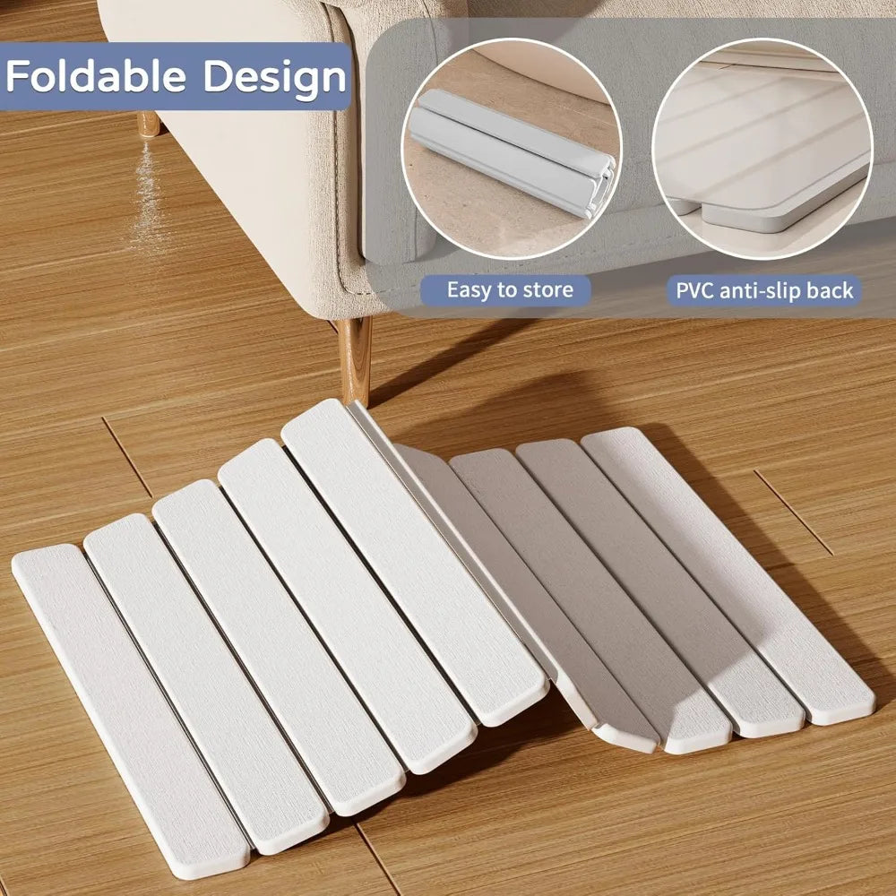 Foldable Diatomaceous Stone Bath Mat Quick Dry Non Slip Absorbent