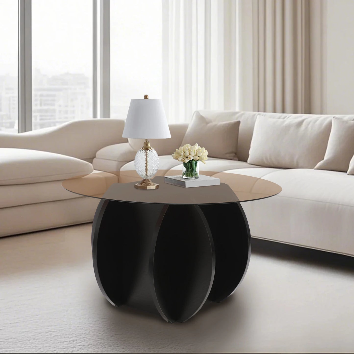 Round Glass Coffee Table Modern Luxury for Living Room