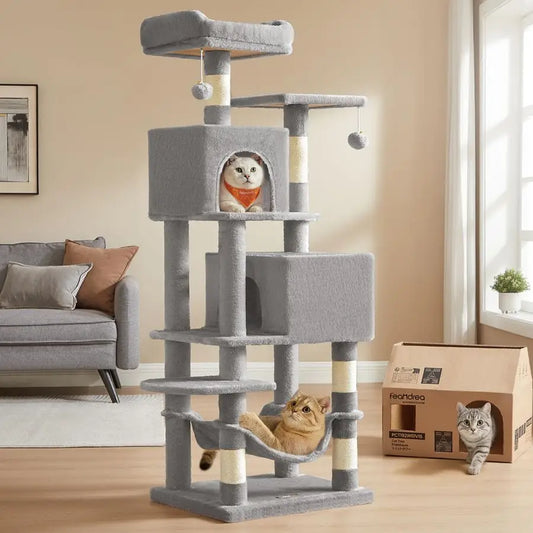 XMSJ Cat Tree Multi Level Condo With Scratching Posts Caves