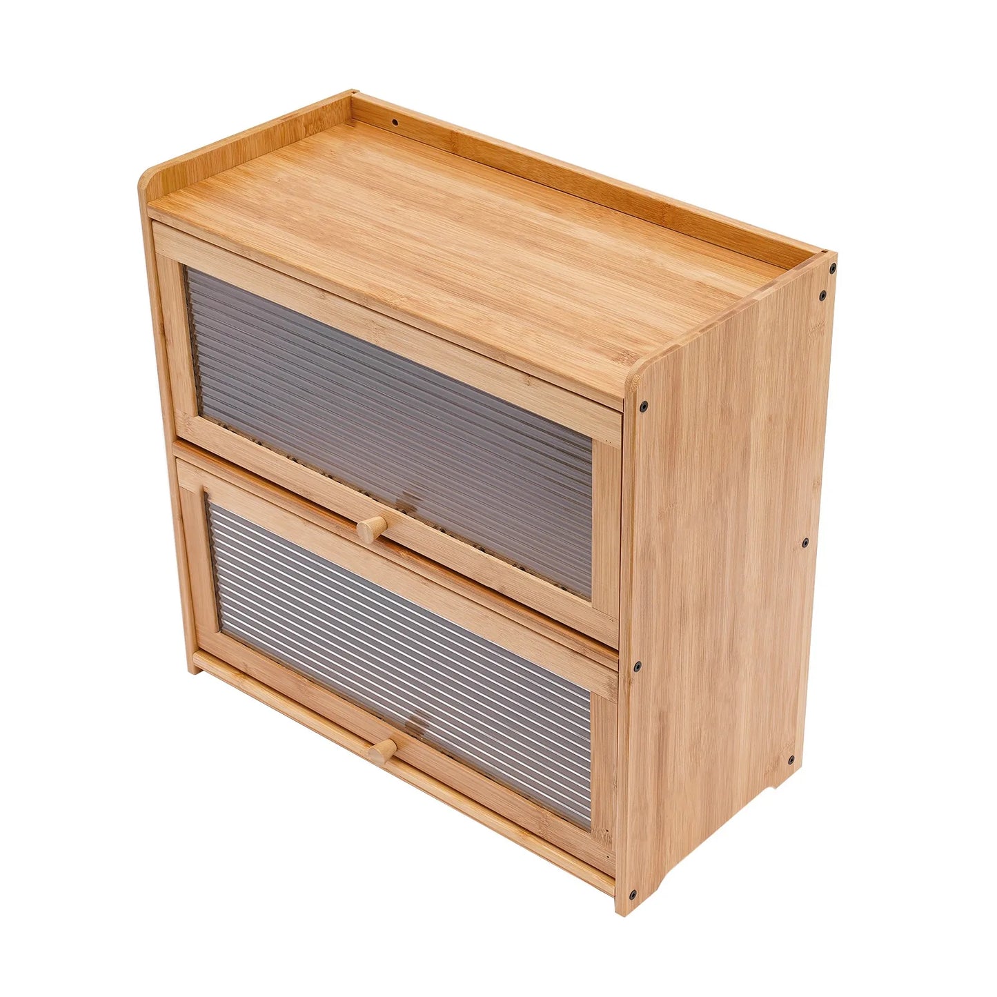 Each 2 Tier Bamboo Kitchen Storage Cabinet With Clear Acrylic Doors