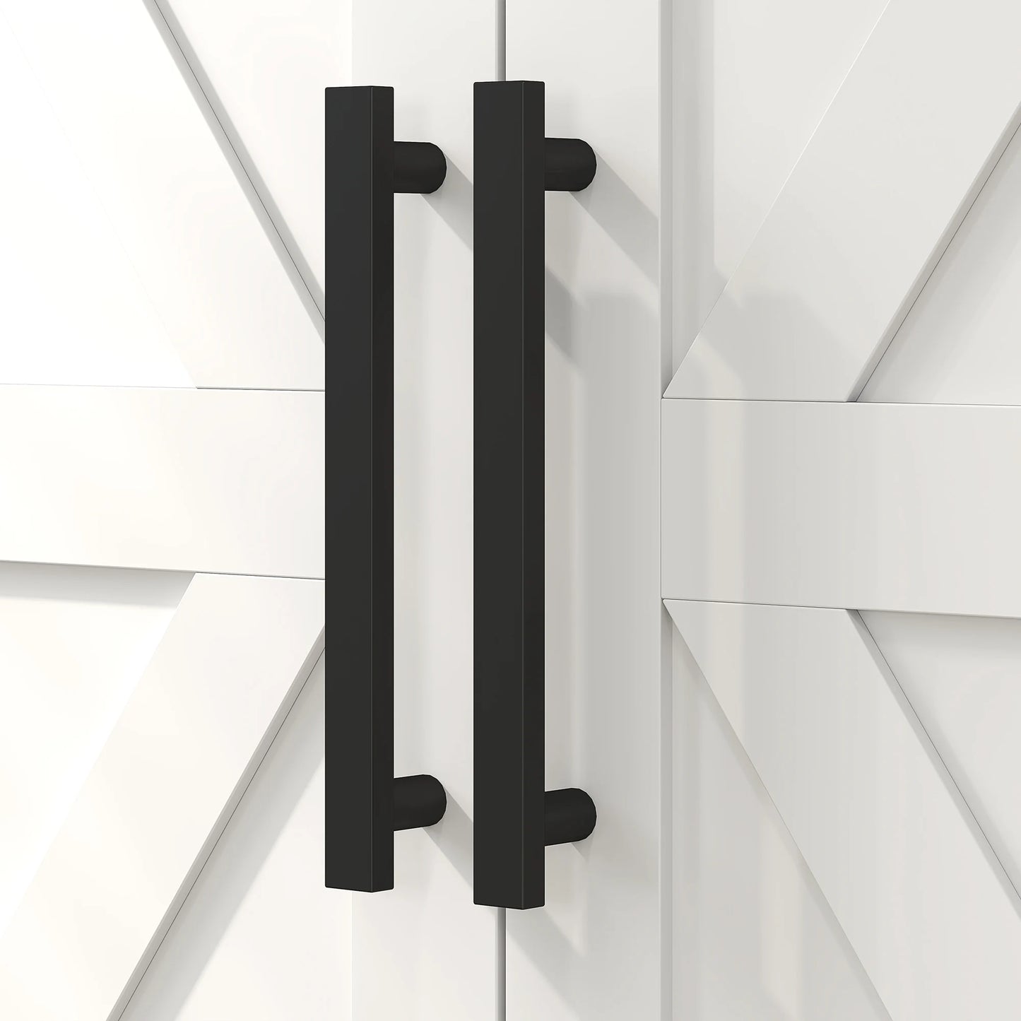 Homcom Bathroom Floor Cabinet, Farmhouse Bathroom Cabinet with Barn Doors, Bathroom Storage Cabinet with Adjustable Shelf, White