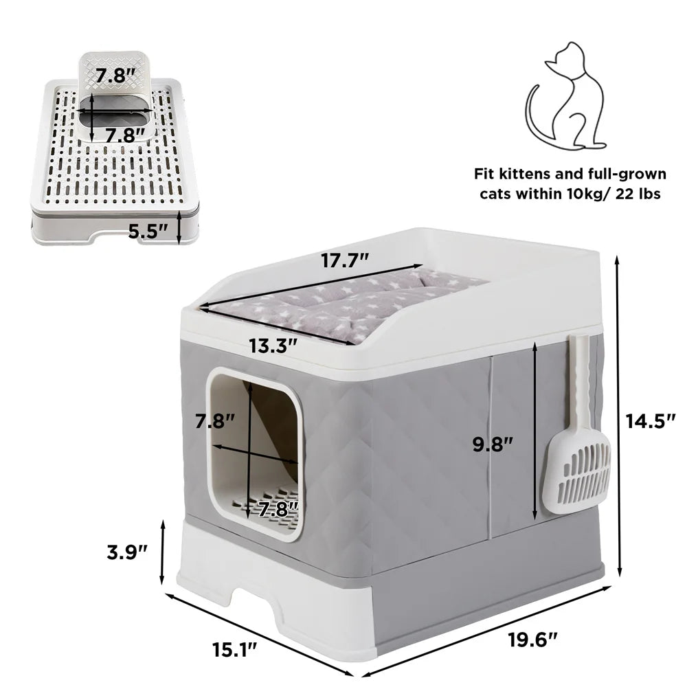 Feature Cat Litter Box Enclosure Hidden Cabinet With Scoop Mat