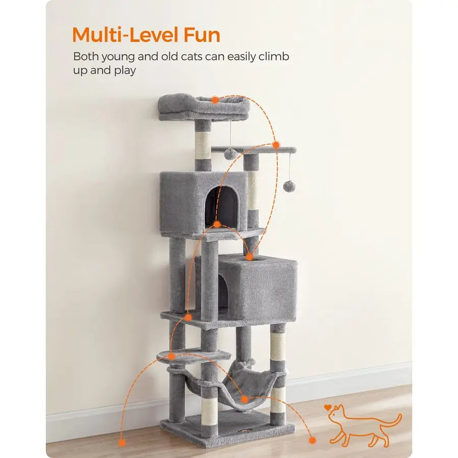 XMSJ Cat Tree Multi Level Condo With Scratching Posts Caves