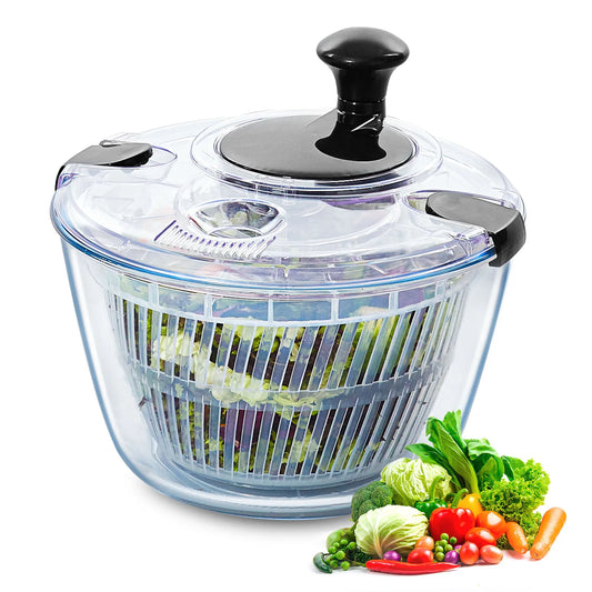 VEVOR Glass Salad Spinner One Handed Easy Press For Greens