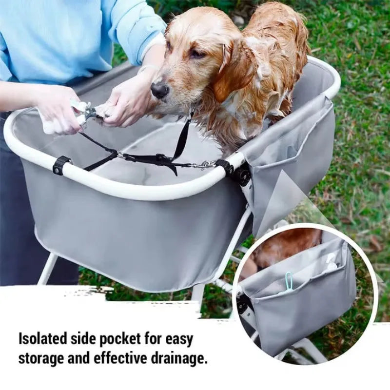 Elevated Dog Bath Tubs for Bath Shower Grooming ,Foldable Pet Dog Bathing Station Adjustable, Ideal For Medium To Large Pets