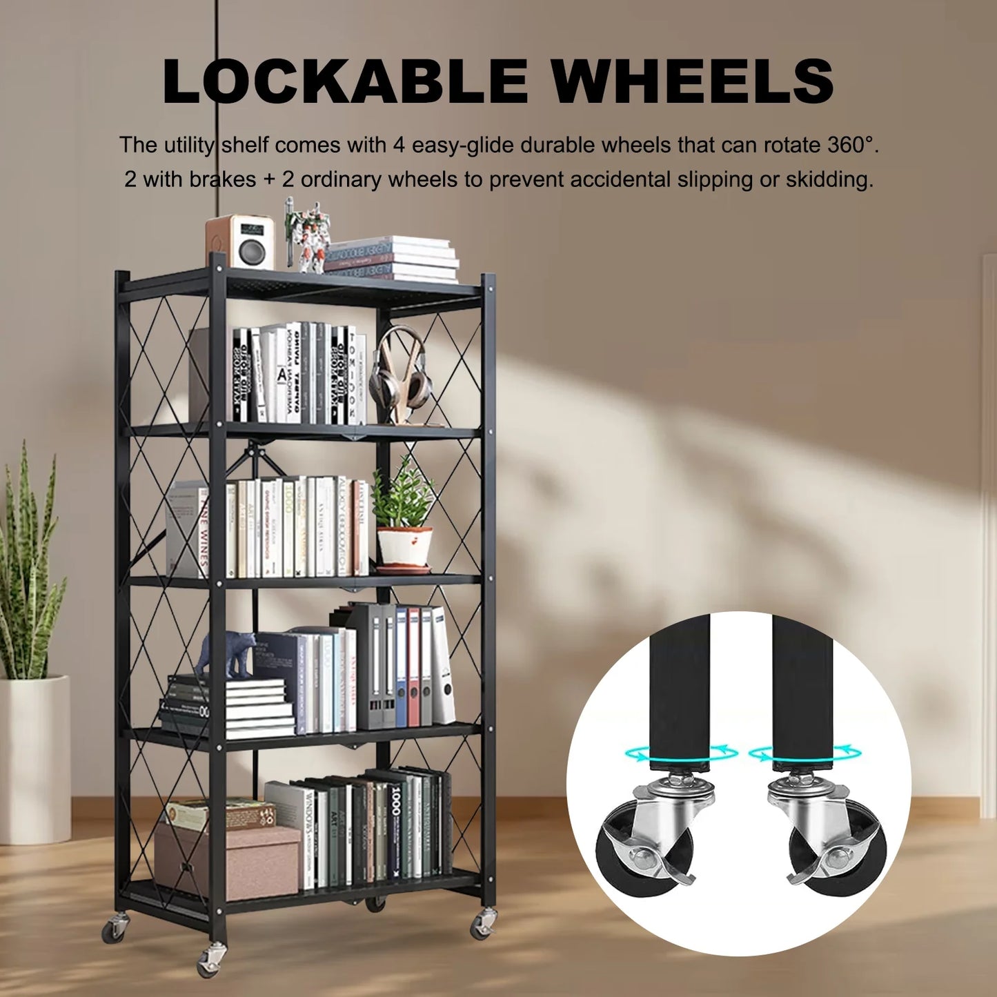 Hign Concerned 5 Tier Metal Storage Shelving Unit On Wheels