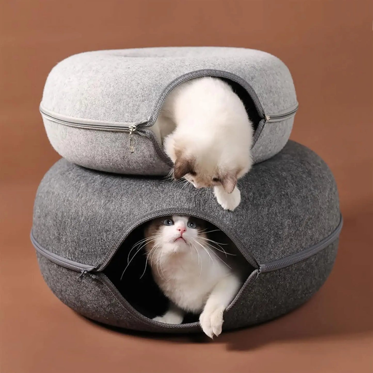 Zfgryim Cat Tunnel Bed With Toys Donut Design For Cats