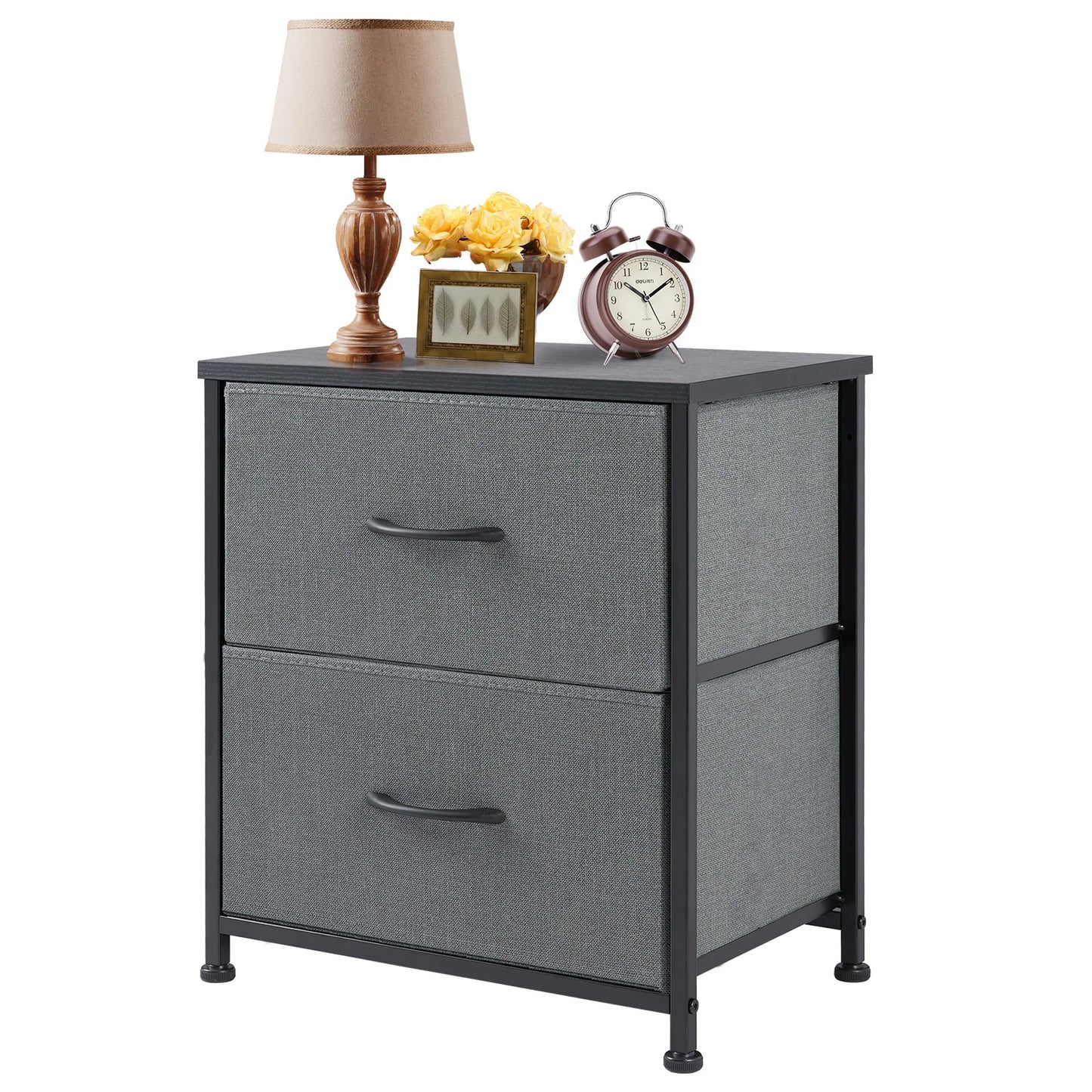 JHK Nightstand Bedside Table With Storage Drawers In Bedroom