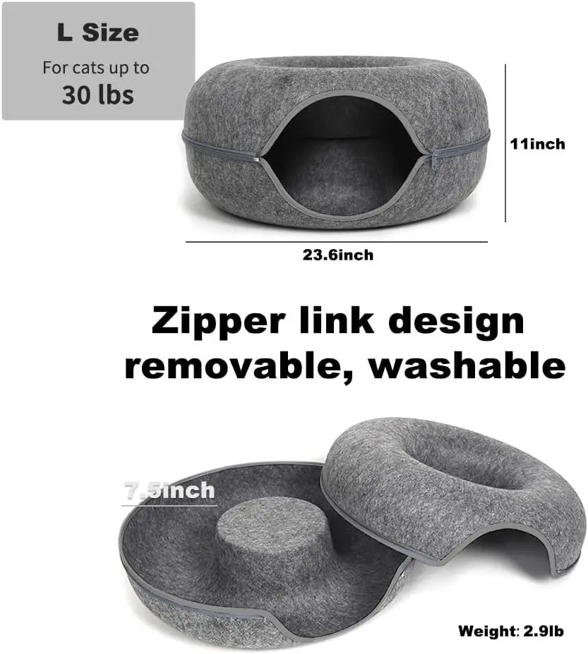 Zfgryim Cat Tunnel Bed With Toys Donut Design For Cats