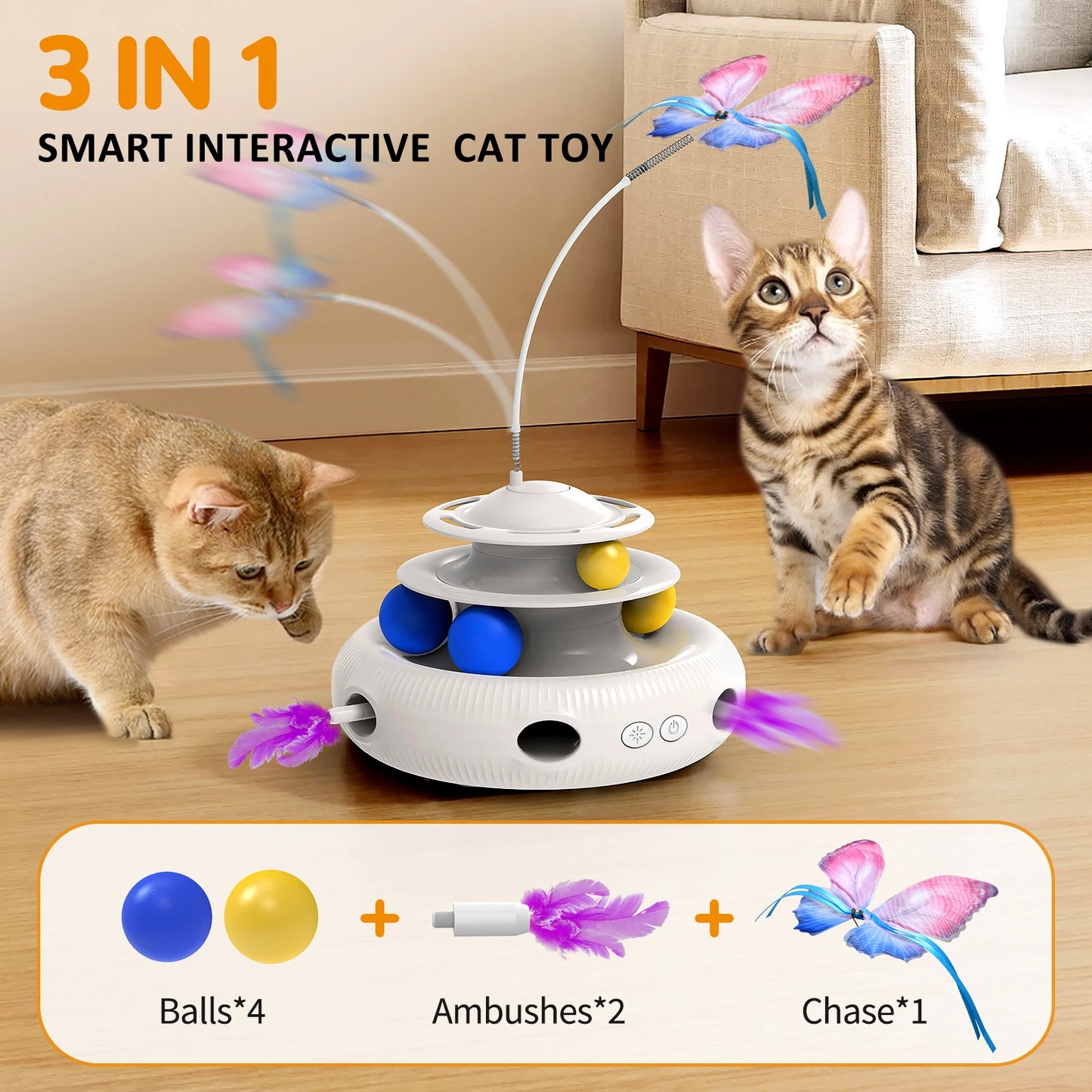 Chargeable Cat Laser Interactive Indoor Puzzle Toy Teaser Feather