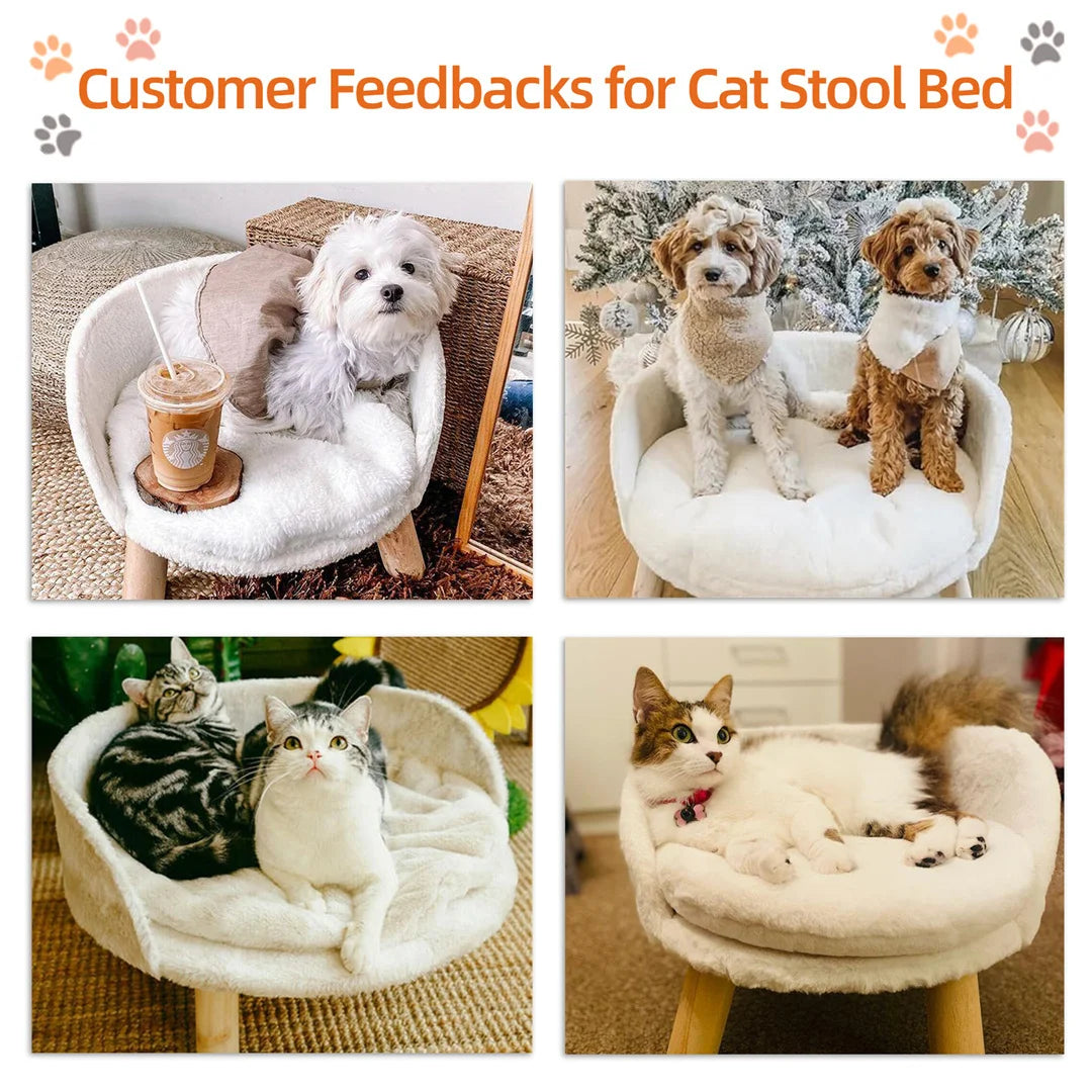 BINGOPAWCN Luxury Cat Bed Soft Plush Waterproof Nesting Chair Cushion