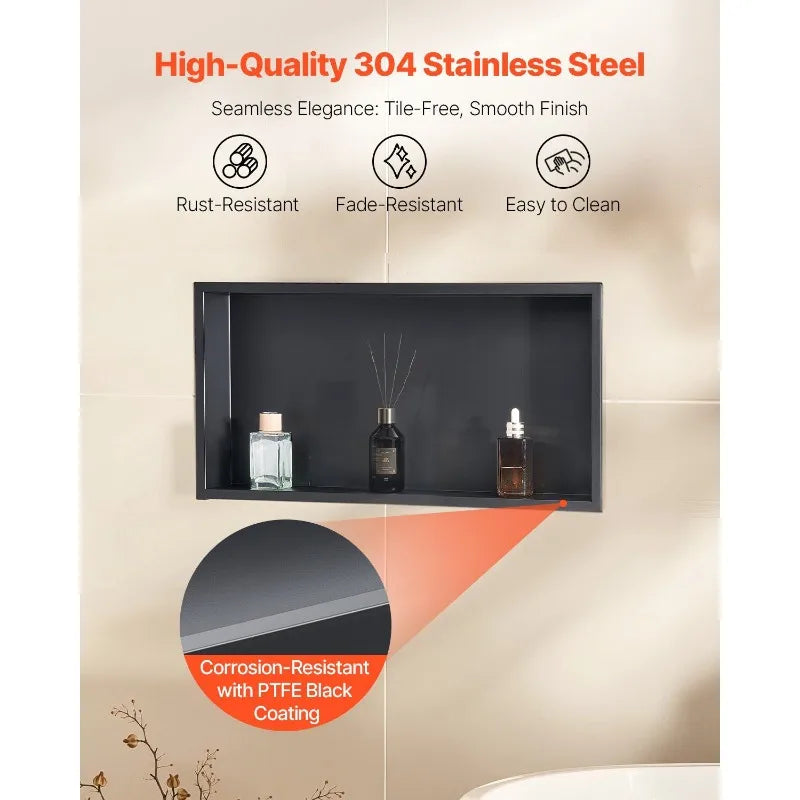 Shower Niche 13x25x4 inch Recessed Wall Shelf Stainless Steel Bathroom