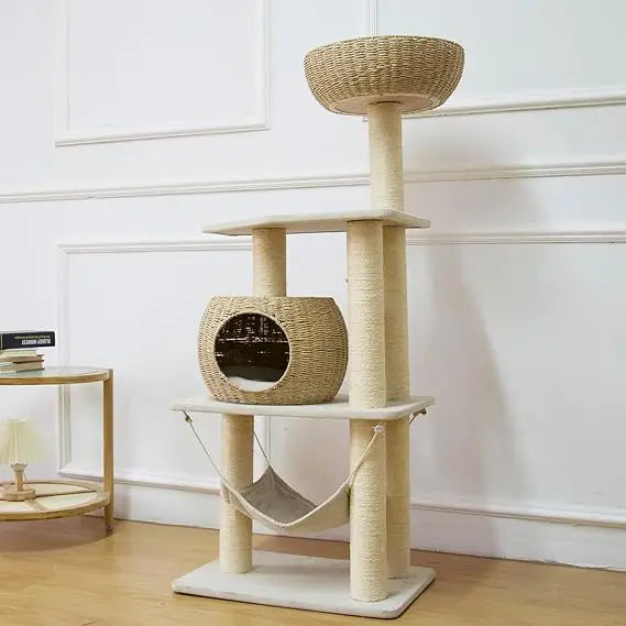 Cat Tree for Indoor Cats with Scratching Post and Hammock