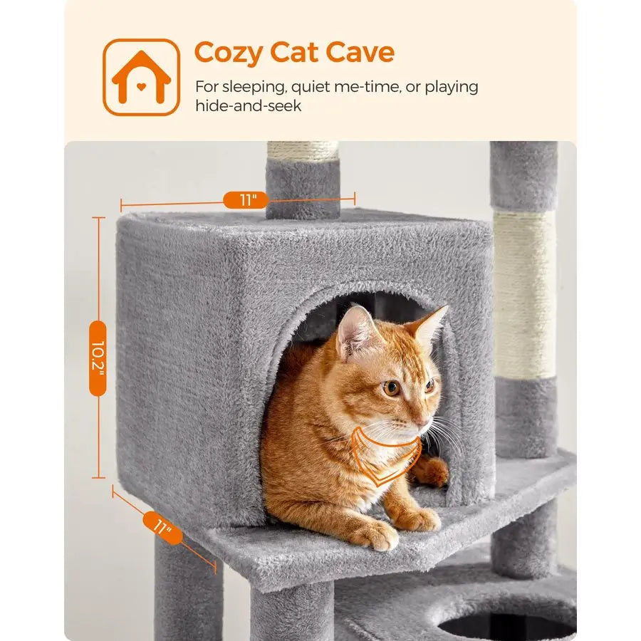 XMSJ Cat Tree Multi Level Condo With Scratching Posts Caves