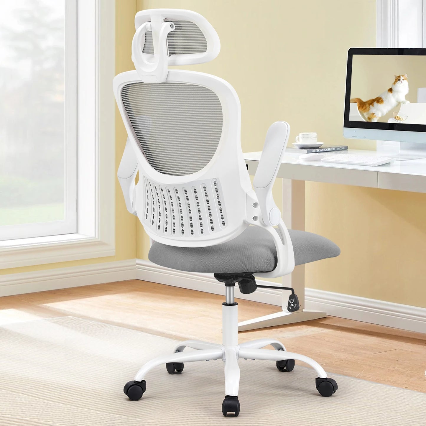 JHKErgonomics Mesh Ergonomic Office Chair With Adjustable Headrests