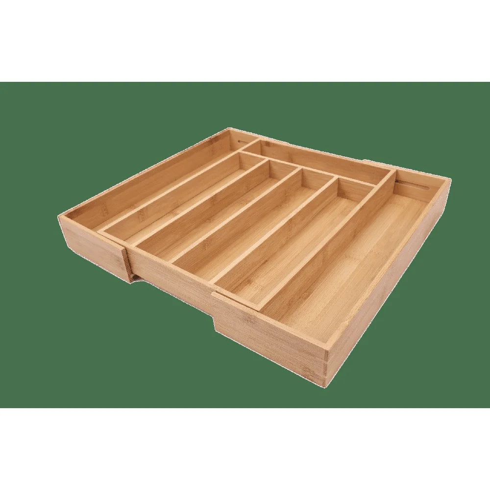 Expandable Bamboo Silverware Organizer For Drawer With Adjustable Compartments