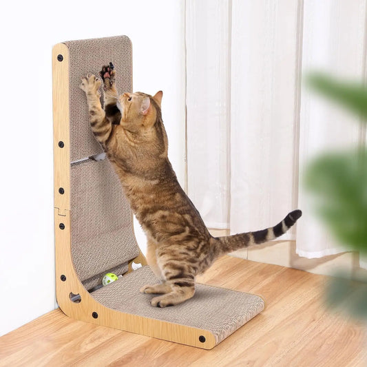NONECN L Shape Cat Scratcher Indoor Cats Cardboard Scratch Pad