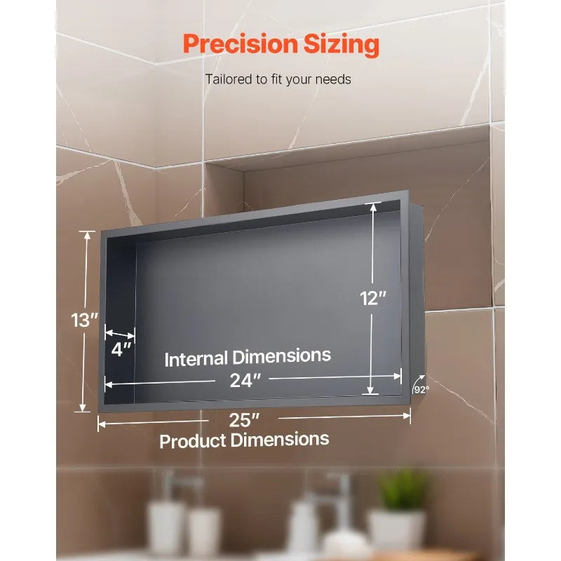 Shower Niche 13x25x4 inch Recessed Wall Shelf Stainless Steel Bathroom