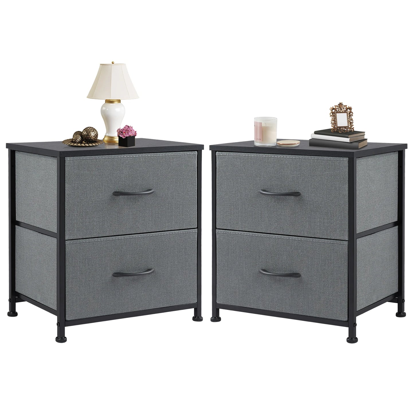 JHK Nightstand Bedside Table With Storage Drawers In Bedroom
