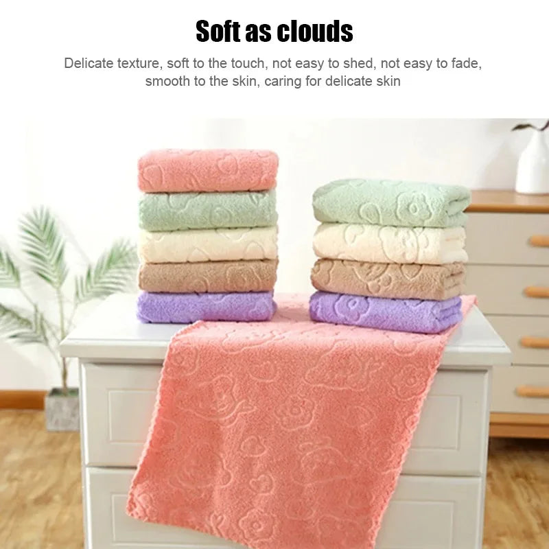 Soft Fleece Face Towels Set Quick Dry Bathroom Towels