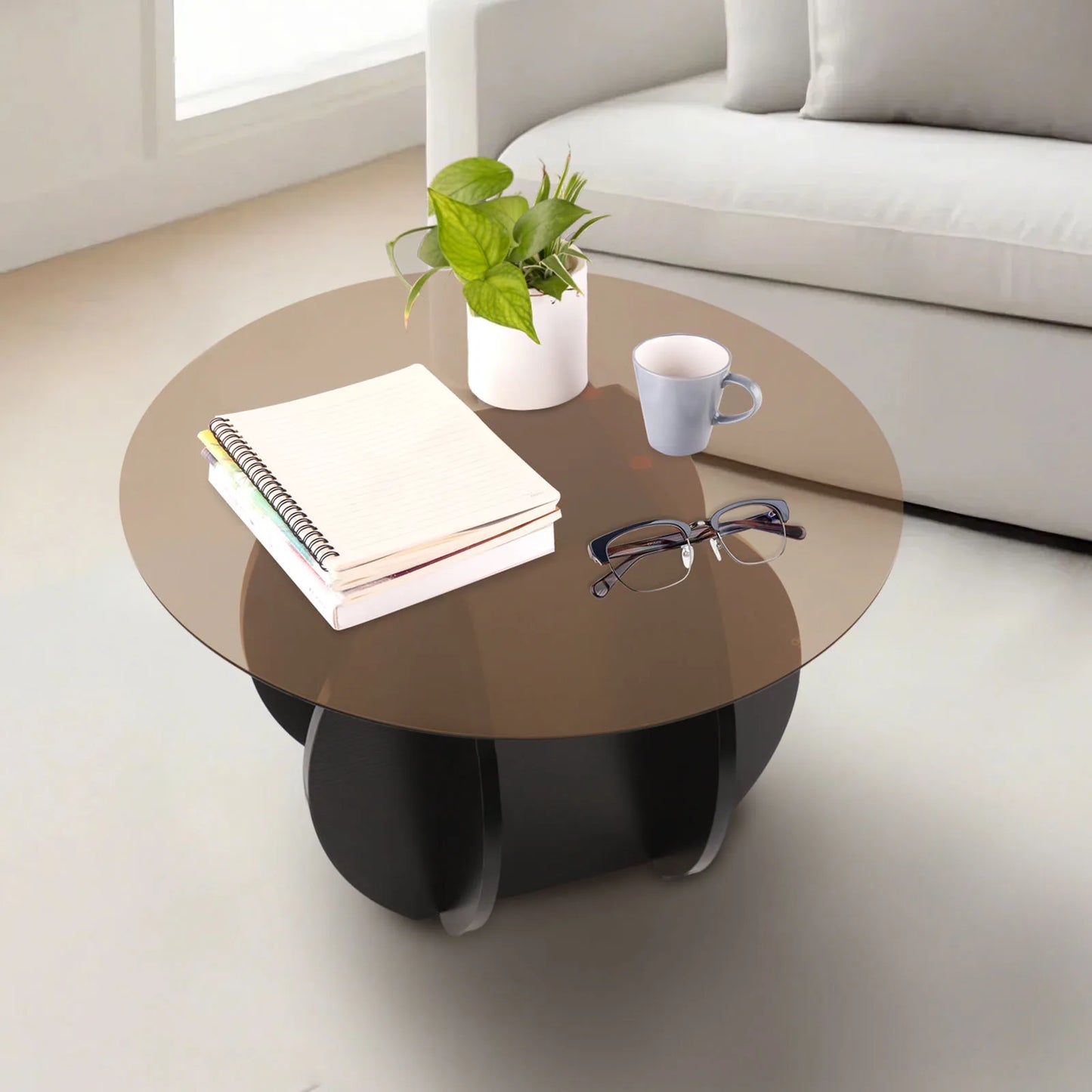 Round Glass Coffee Table Modern Luxury for Living Room