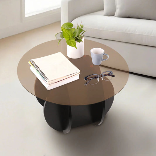 Round Glass Coffee Table Modern Luxury for Living Room