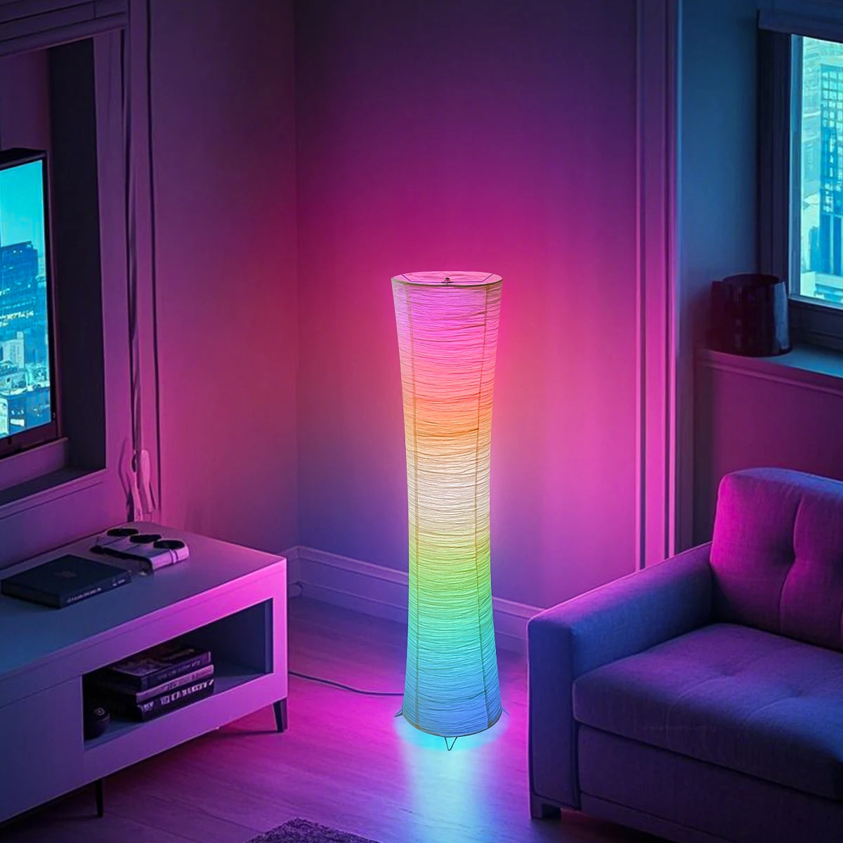 Paper Floor Lamp RGB LED Smart Lamp With Remote Control