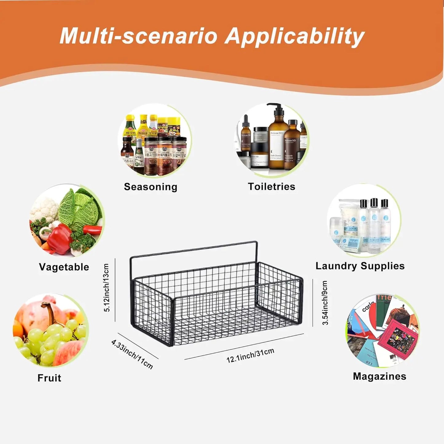 XMSJ Metal Hanging Baskets 2 Pack Wire Wall Organizer Hooks