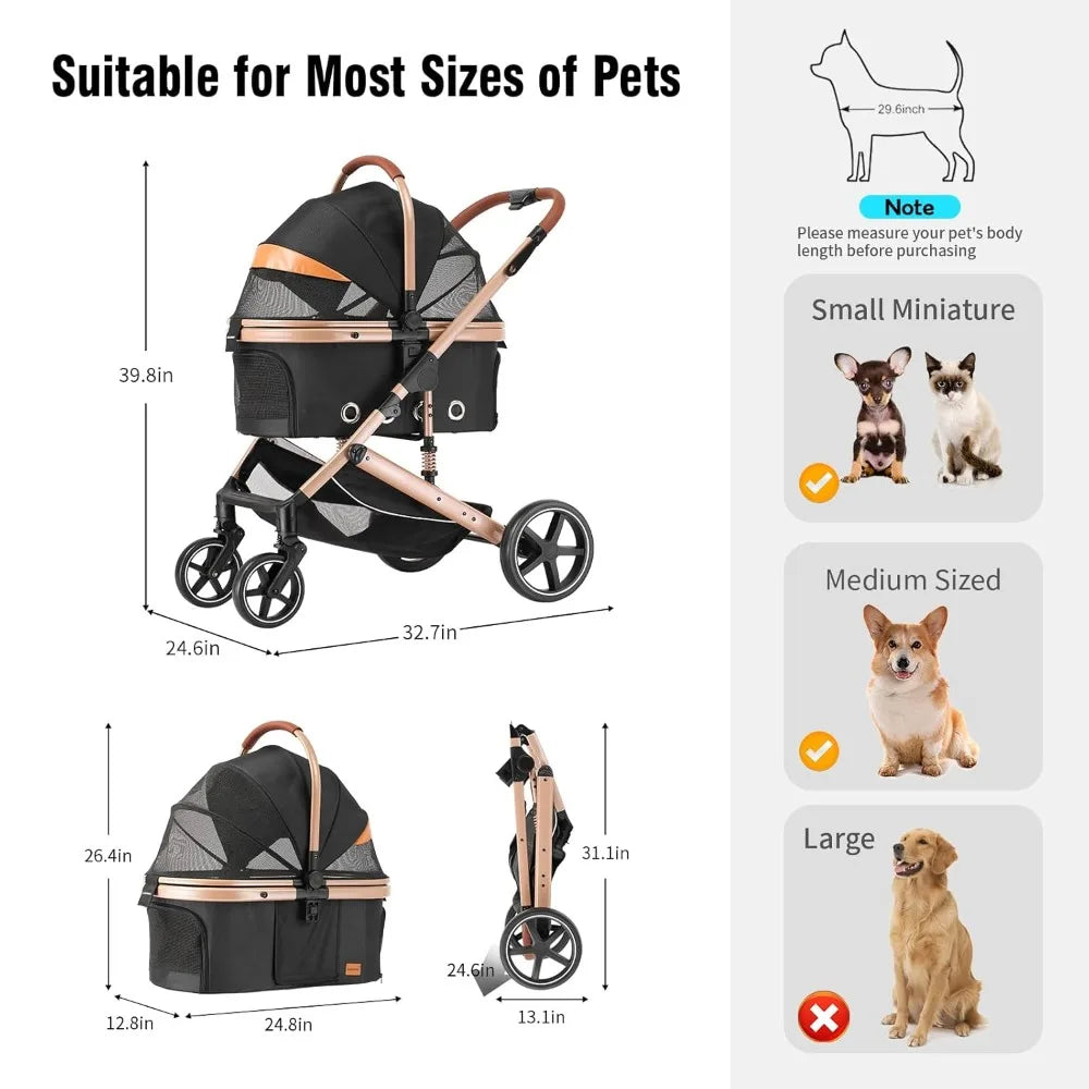 TIFICY 4 In 1 Pet Stroller With Detachable Carrier