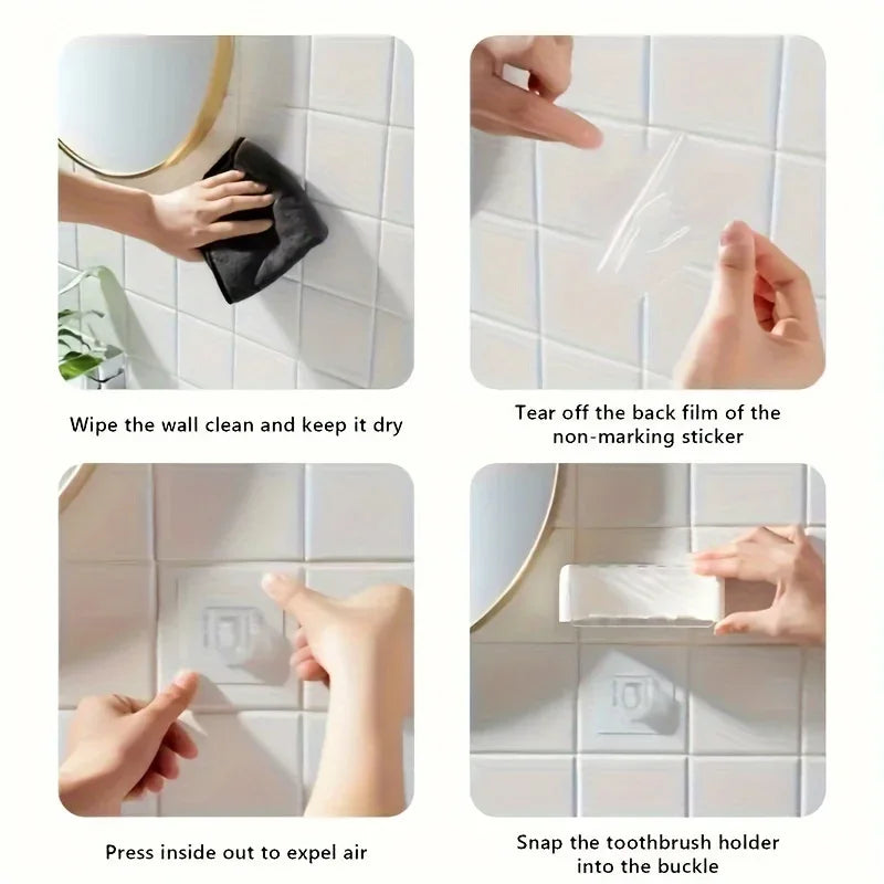Modern Five Slot Wall Mounted Toothbrush Holder With Hygiene Lid