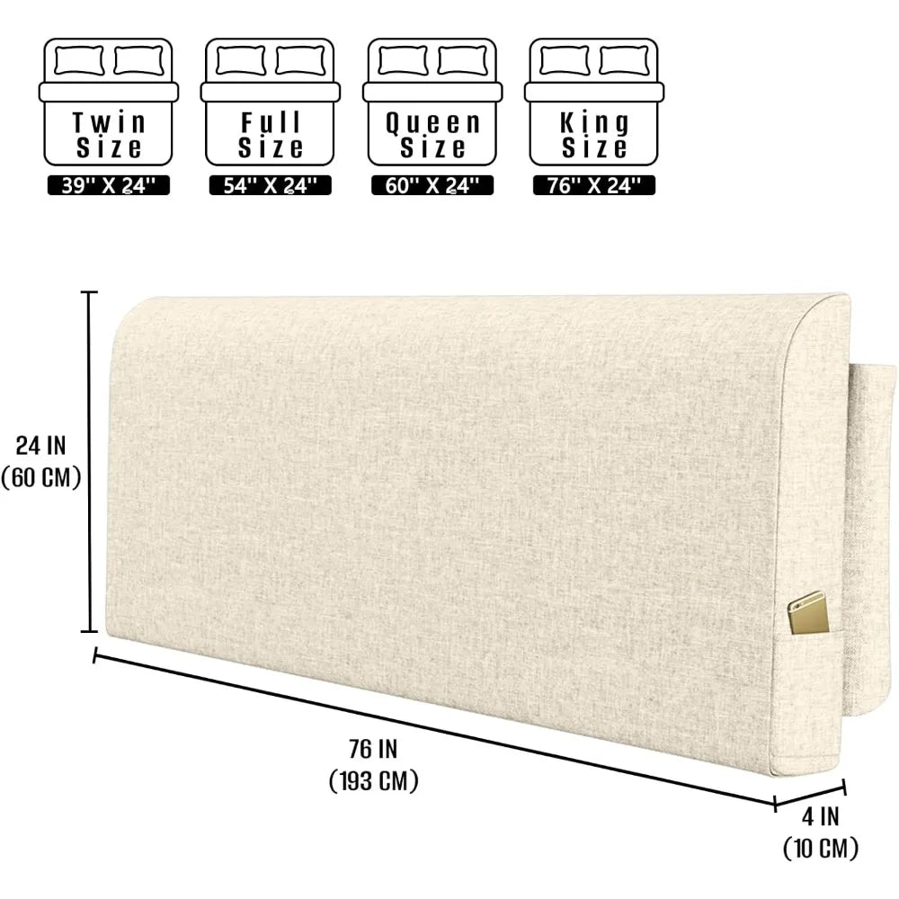 Upholstered King Headboard, No Tools Needed, Wall Mounted Headboard with Removable Washable Linen Cover, Multi-Functional Back
