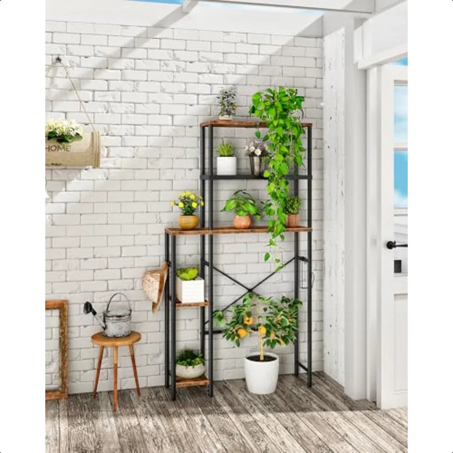 Over The Toilet Storage 6Tier Bathroom Organizer Shelf OverToilet Storage Cabinet with Toilet Paper Hook Space Saving for Bathr