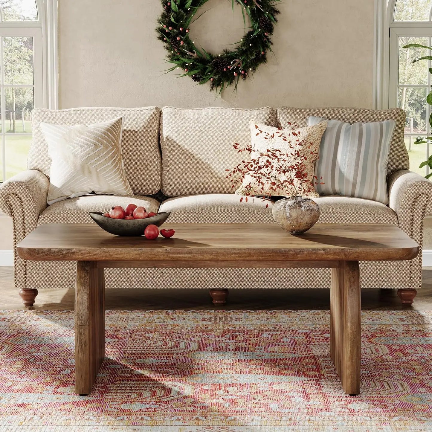 Little Tree Rectangular Coffee Table Farmhouse Living Room Center Table