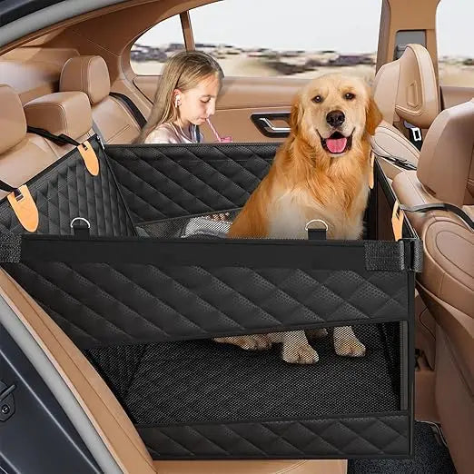 Dog Car Back Seat Extender With Mesh Windows Waterproof