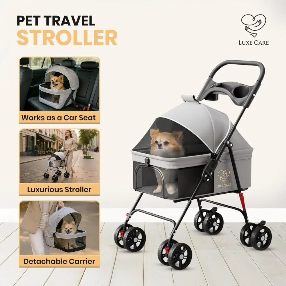 DAFIFY Four Wheel Foldable Pet Stroller For Dogs And Cats