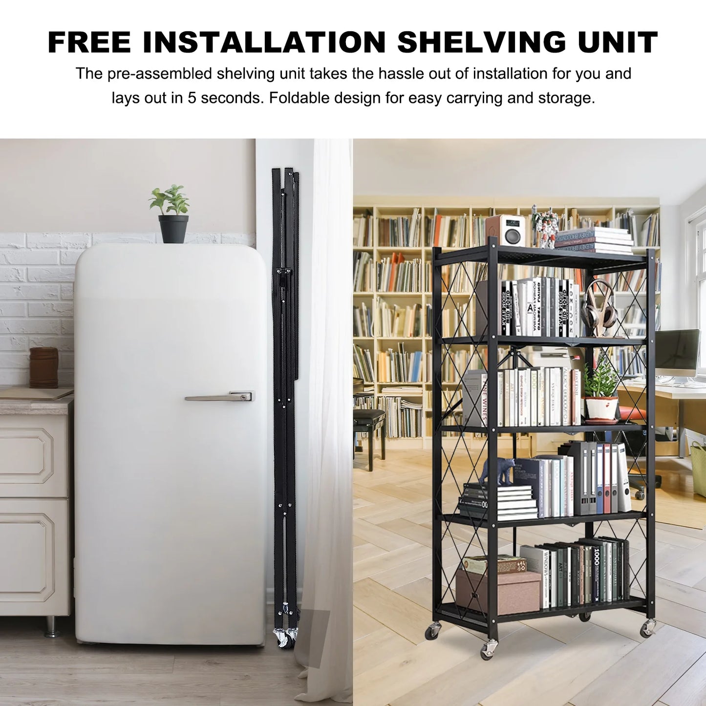 Hign Concerned 5 Tier Metal Storage Shelving Unit On Wheels