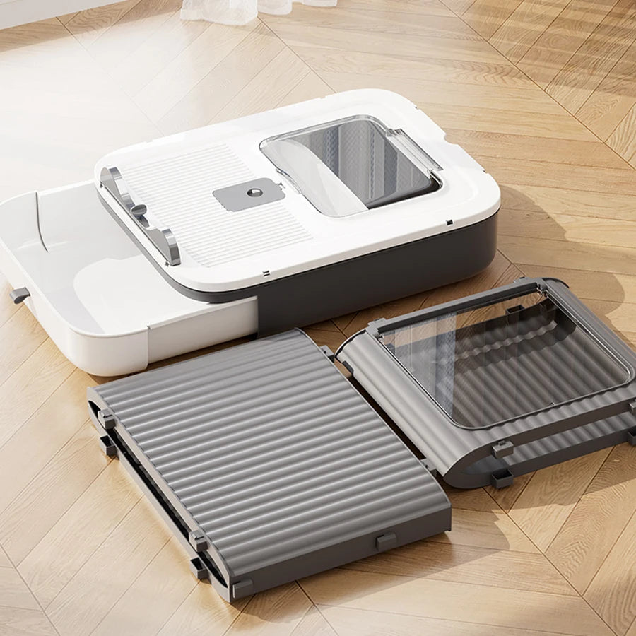 Fully Enclosed Foldable Litter Box With Odor Control And Scoop