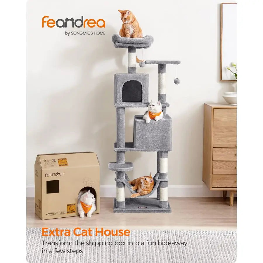 XMSJ Cat Tree Multi Level Condo With Scratching Posts Caves
