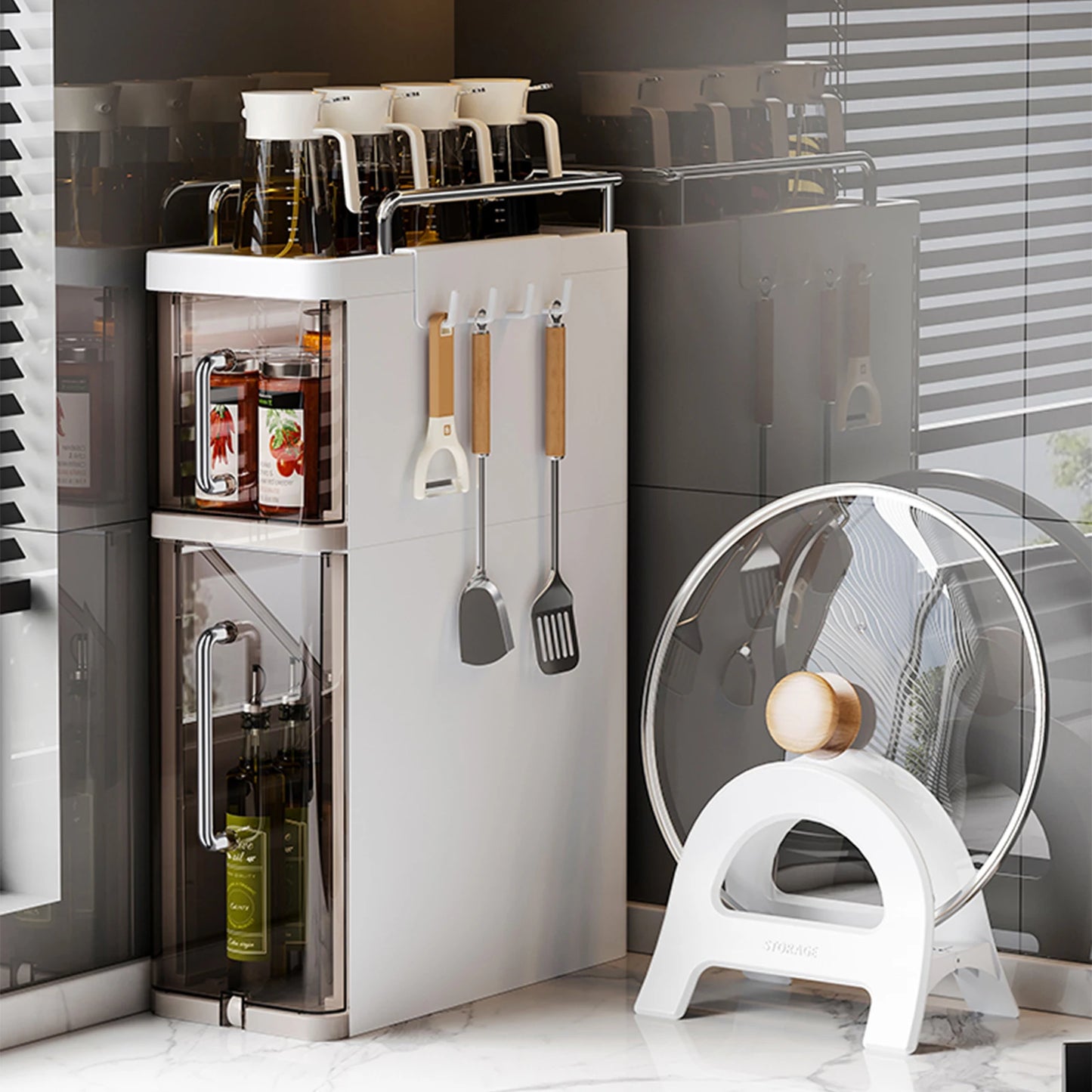 HiMISS Two Three Layer Kitchen Utensil Rack Pullout Spice Shelf