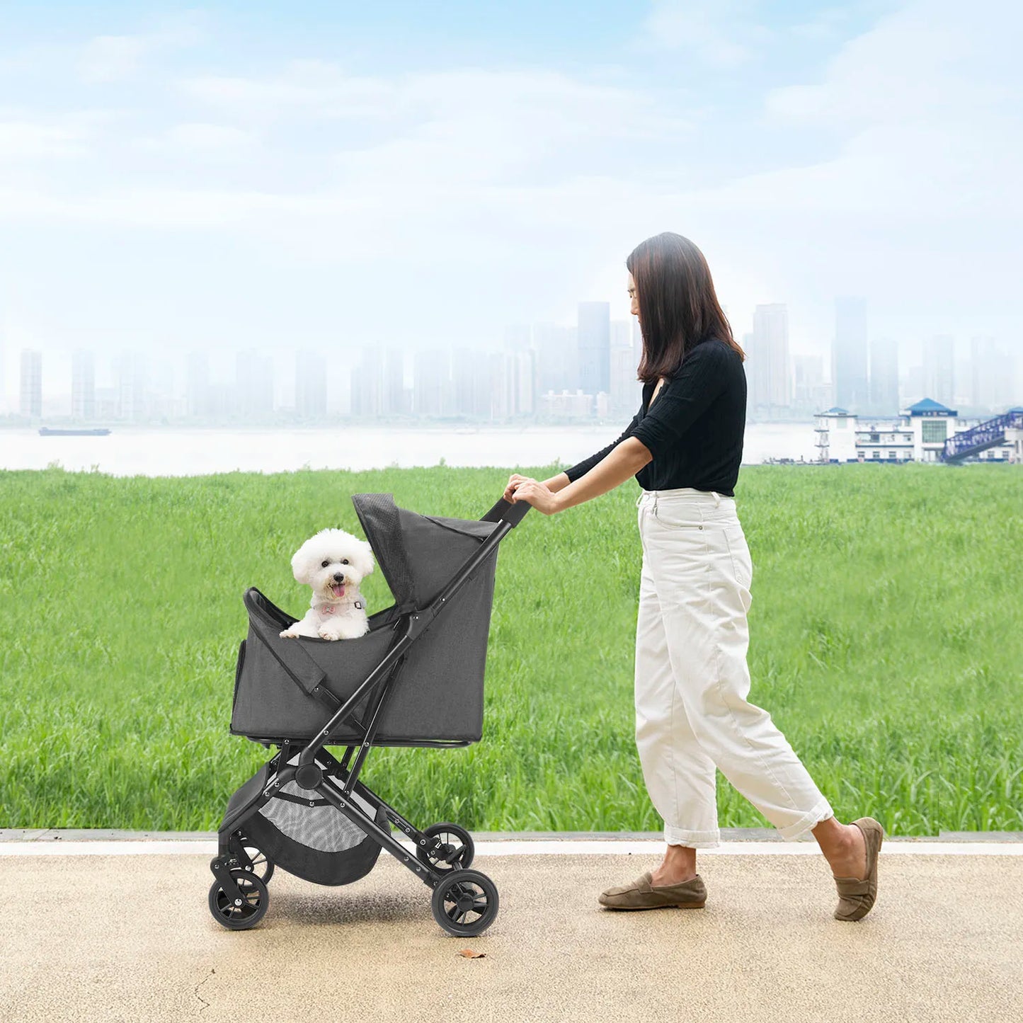 Wedyvko Pet Trolley Jogging Stroller For Dogs And Cats