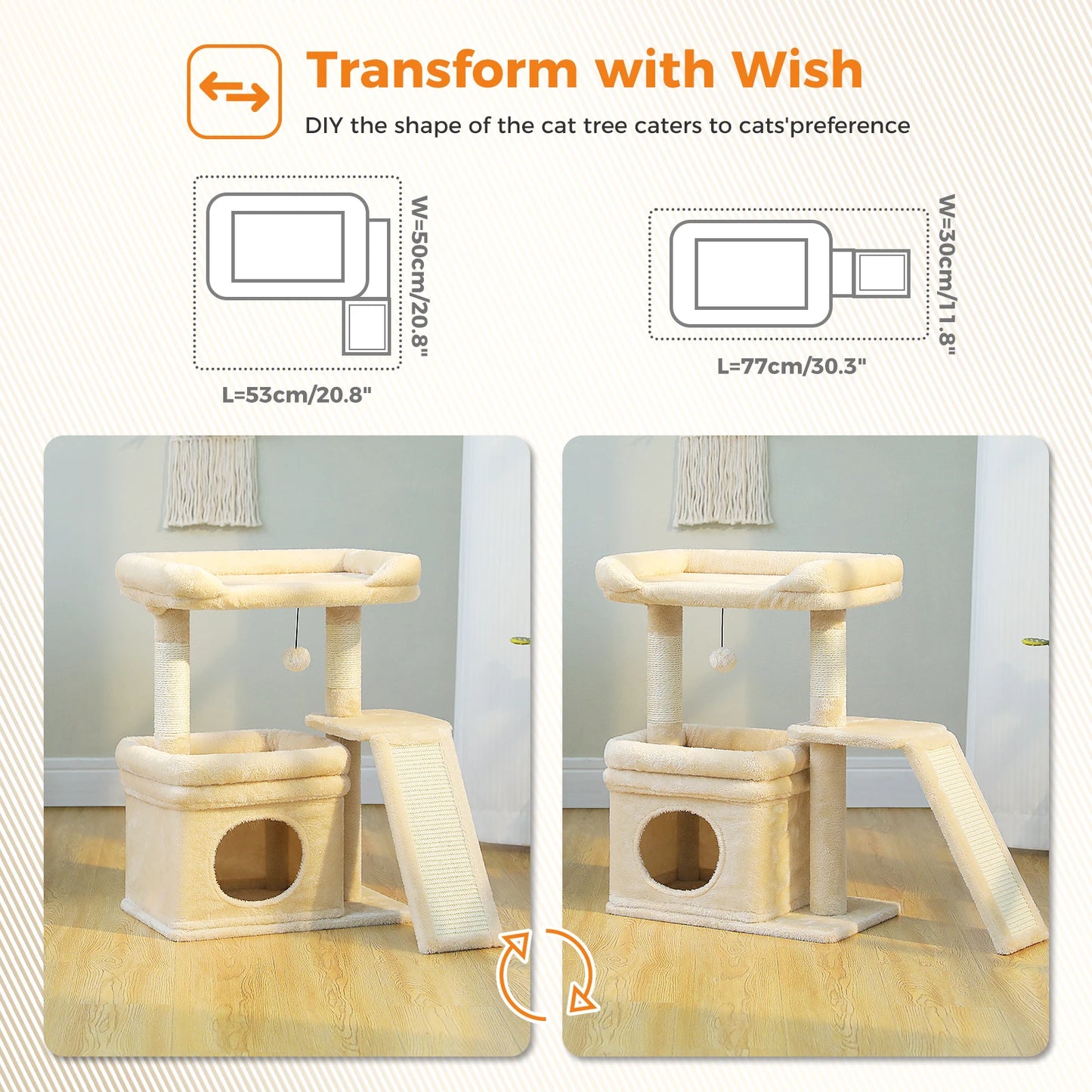 PAWZ Road Indoor Cat Tree With Scratching Post And Perch