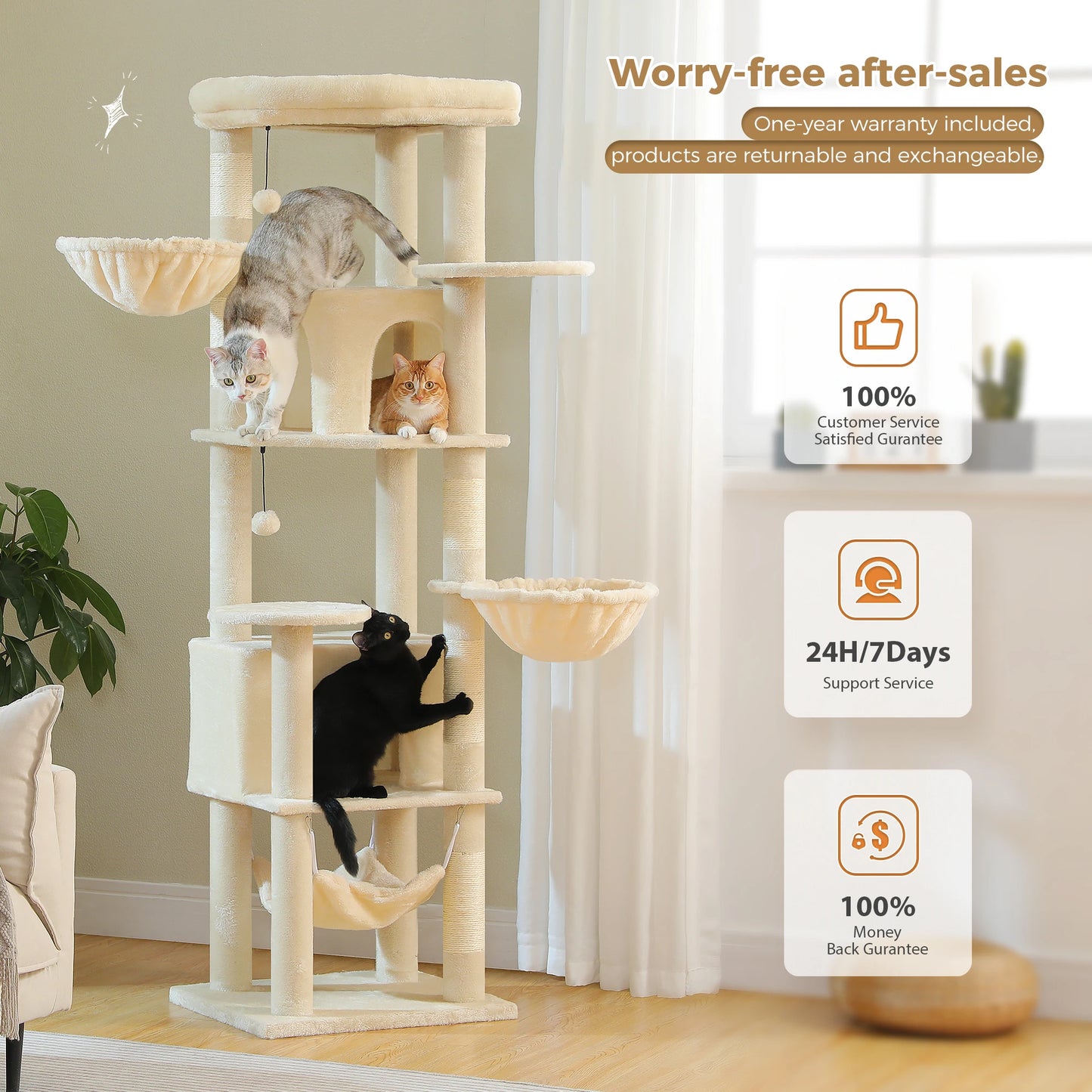 PEQULTICN Luxury Cat Tree With Sisal Scratching Posts