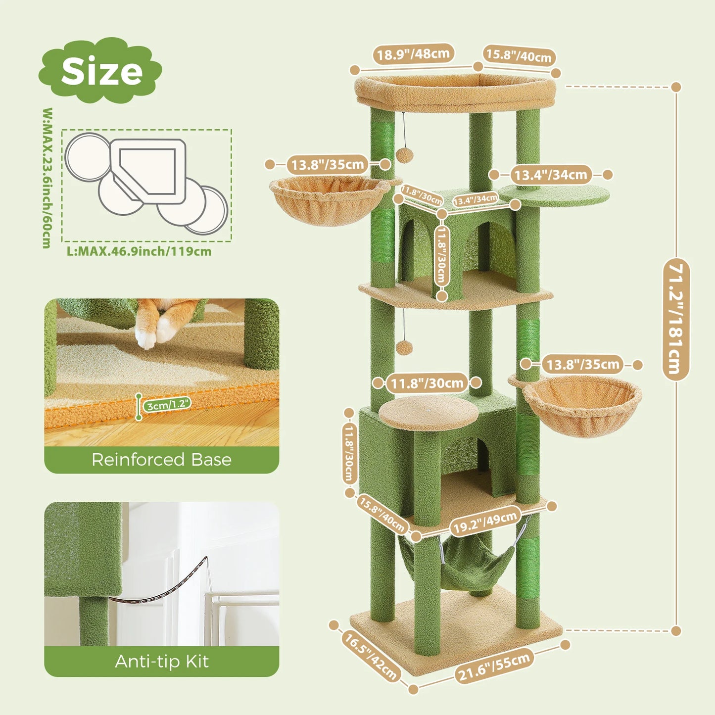 PEQULTICN Luxury Cat Tree With Sisal Scratching Posts